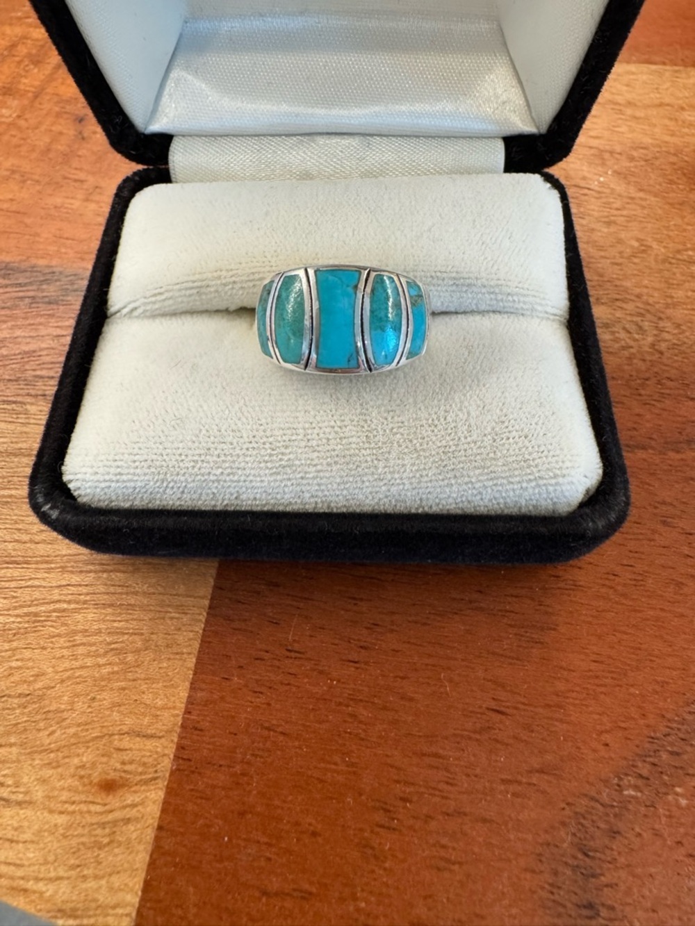 Sterling Silver Turquoise Inlay Women's Ring - Blue